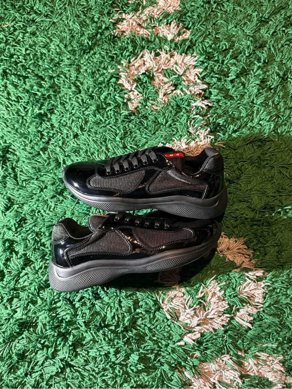 Prada Black Patent & Mesh Low-Top Sneakers